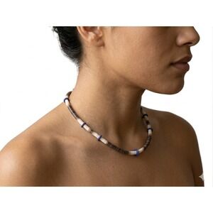 Santo Domingo‎ Lapis Lazuli & Shell Heishe Necklace - 18" Handmade